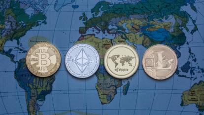 crypto coins on the world