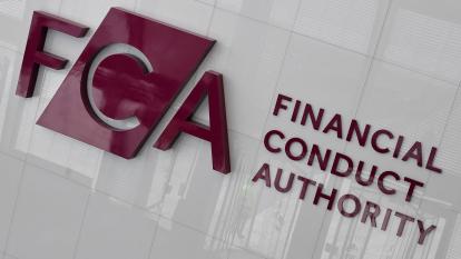 The Financial Conduct Authority's logo is seen at their head offices in London