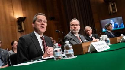 Michael Barr, vice chair for supervision at the US Federal Reserve, speaks during a Senate Banking, Housing, and Urban Affairs Committee hearing 