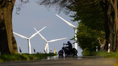 Wind farm and motorcycle