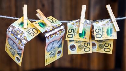 Australian bank notes hung out to dry