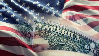 Dollar and US flag