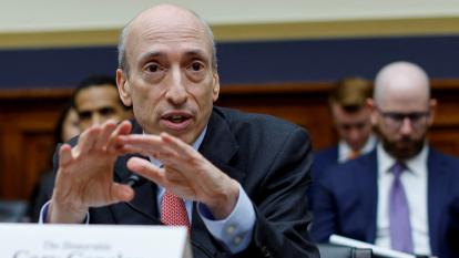 SEC Chairman Gary Gensler testifies before a House Financial Services Committee oversight hearing on Capitol Hill in Washington, D.C.
