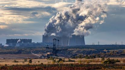The Jaenschwalde lignite coal-fired power plant pumps out vast emissions clouds in Peitz, Germany