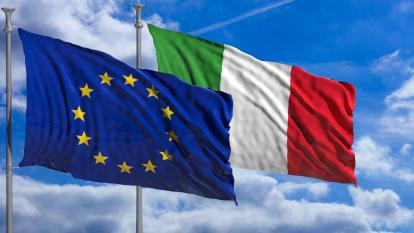 Italy and EU flags