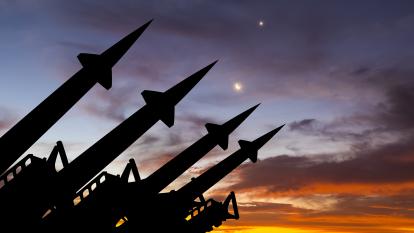 Missiles against a sunset