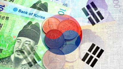 South Korea flag and currency