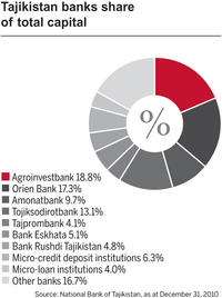 Tajikistan banks share of total capital