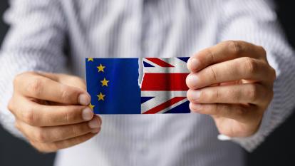 UK EU flag tear