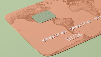 World map on credit card